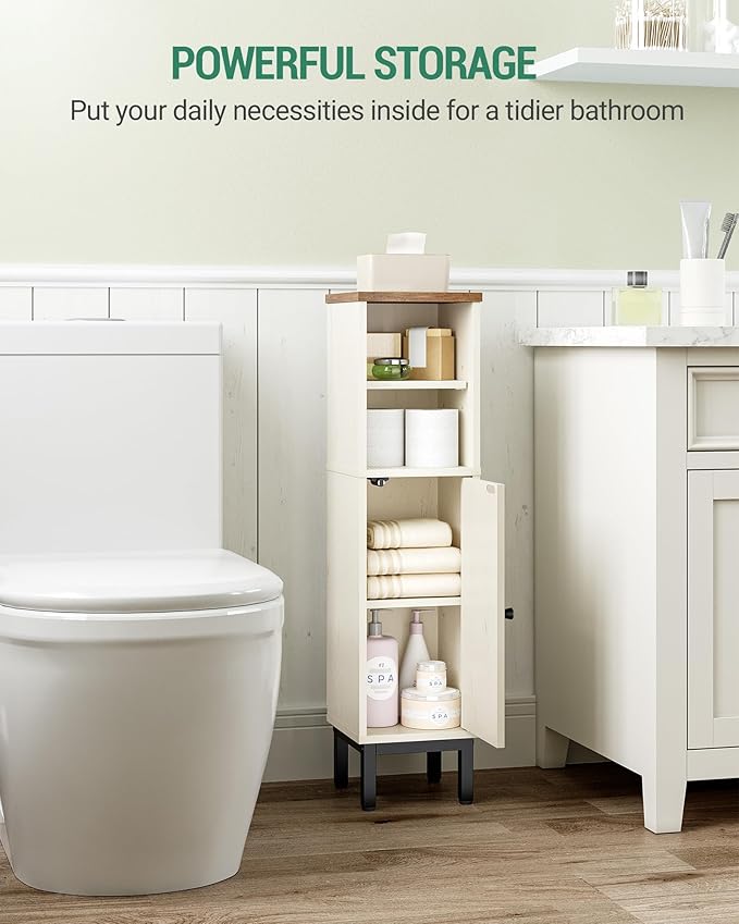 Bathroom Storage Cabinet, Corner Floor Cabinet with Shelves, Customized Door Opening Direction, Bathroom Organizer with Adjustable Shelf for Kitchen, Living, Toilet Paper Cabinets White Brown