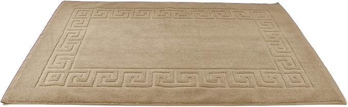DAN RIVER Greek Cotton Bath Mats Set of 2 – Not a Bathroom Rug, Ultra Soft, Highly Absorbent & Machine Washable Bath Mat Towel for Bathroom Floor Mat – Durable, Quick-Dry, 21x34 Inches, Tan