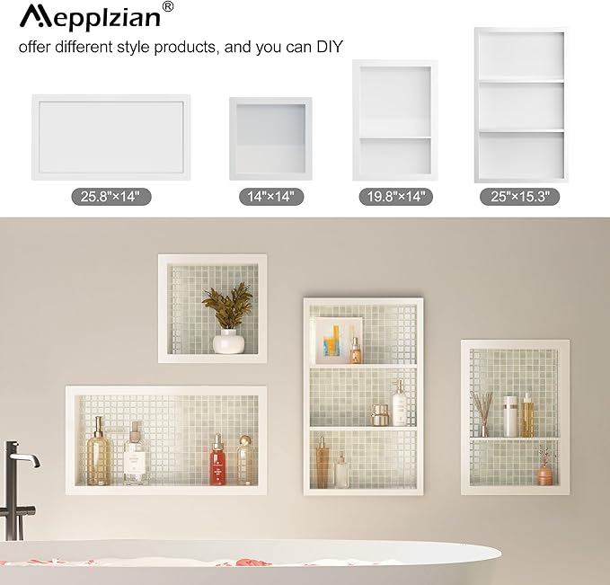 12x18 White Shower Niche for Shower Wall,Bathroom Medicine Cabinet Recessed,Surface Mount Medicine Cabinet,Small Bathroom Wall Cabinet,Recessed Wall Niche for Over Toilet Storage/Living Room