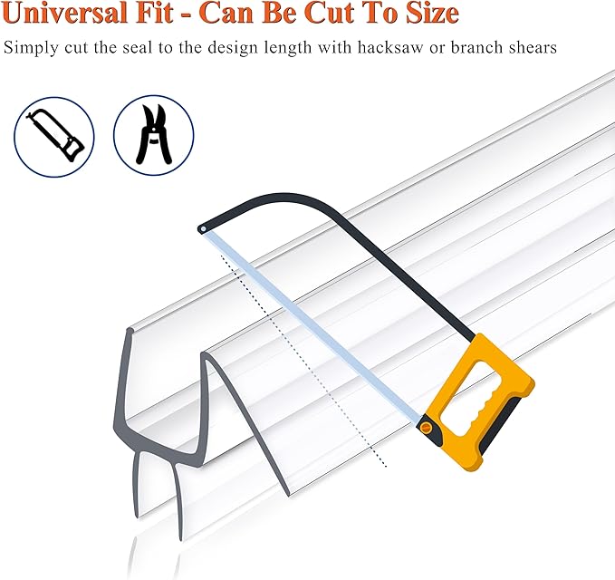Frameless Shower Door Seal Strip 2 Pack x 39 Inch M Glass Shower Door Bottom Seal Side Seal Strip Door Sweep for 3/8" Glass Ultra-Clear Polycarbonate Stop Shower Leaks Create A Water Barrier