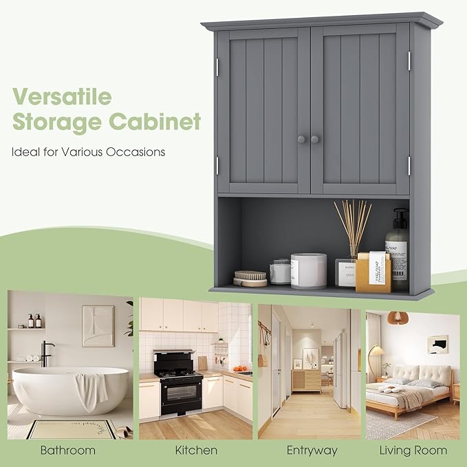 Safeplus 28" H x 23.5" W Wall Mount Medicine Cabinets with Adjustable Shelf and 2-Door for Bathroom Laundry Living Room