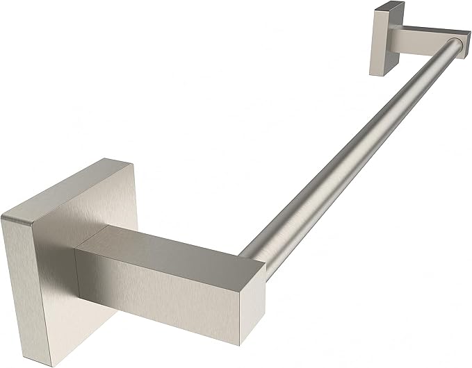 Ruacq Brushed Grey 21 Inch Single Towel Bar Square Bath Towel Holders Bathroom Towel Rack SUS304 Stainless Steel Modern Wall Mounted Total Length 24 inch
