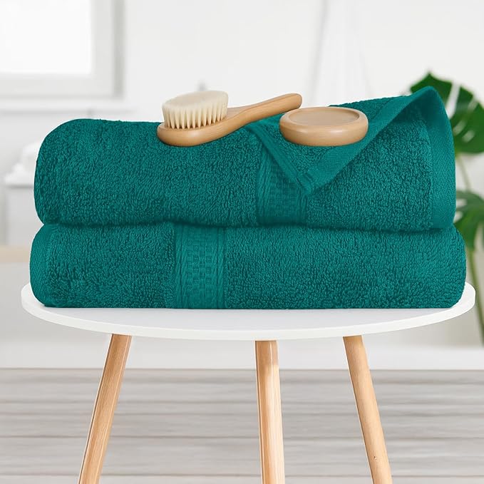 RIVERSIDE 100% Ring Spun Cotton Large Bath Towels Set of 4, 27 x 54 Inches – Quick Dry, Soft & Highly Absorbent Towels for Shower & Bathroom – Luxury 600 GSM Towels for Home, Spa, Gym, Hotel, Teal