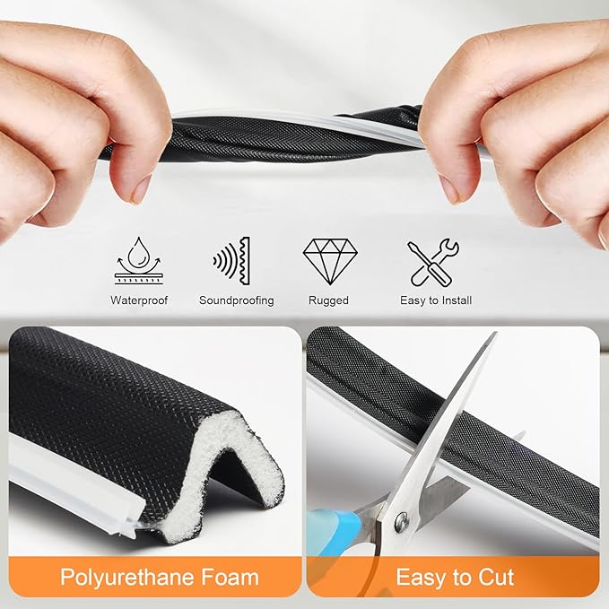 Storystore Door Weather Stripping 20 FT, Foam Kerf Weather Stripping Door Seal for Doors and Windows Insulation with Slot Card Frame