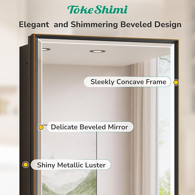 TokeShimi 20 x 26 Bathroom Medicine Cabinet with Mirror Beveled, Aluminum Framed Recessed Medicine Cabinet with Mirror Oil Rubbed Bronze Mirrored with Storage Adjustable