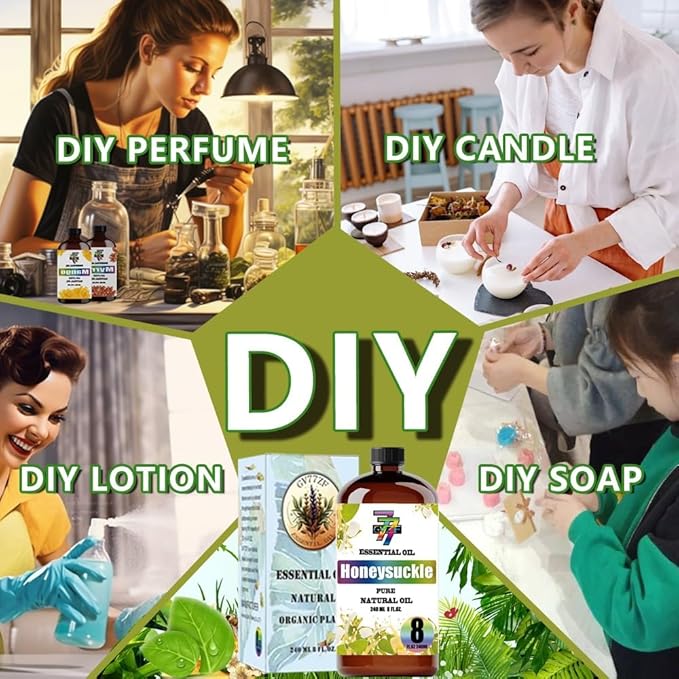 Honeysuckle Essential Oil (8 oz / 240 ml) – Honeysuckle Oils for diffusers, humidifiers, Home Baths, Cleaning Products, Yoga, DIY Soaps and DIY Scented Candles