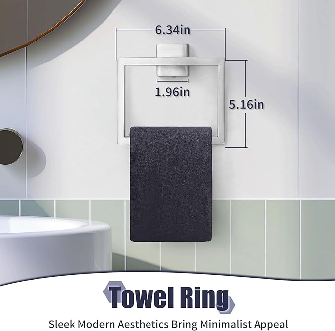 16 in Matte Bathroom Accessories Set, Bath Towel Bar Set, Stainless Steel Bathroom Hardware Set, Towel Racks for Bathroom Wall Mounted 5 Pcs（Silvery）
