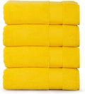Hencely Premium Bath Towel Set of 4-28x58 Inches - High Absorbency, Quick Drying - 100% Soft Turkish Cotton Towels - Ideal for Home, Bathroom, Hotel, Spa, and Gym - Yellow
