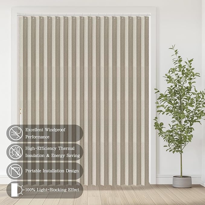 Accordian Door Curtain, 100% Blackout Folding Magnetic Doorway Curtains,Linen Style Closet Doors,for Room Divider,Privacy Protection（W72 x L78,Off White,1 Panel）