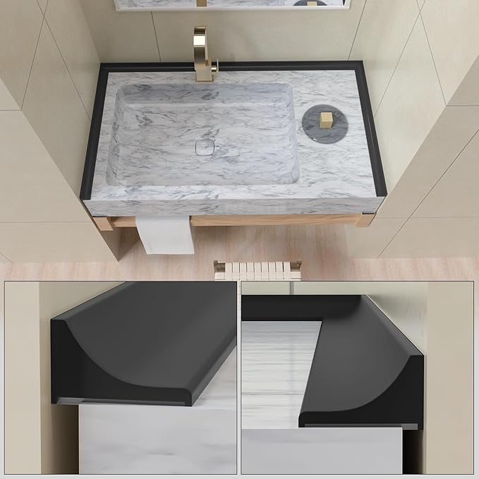 67Inch Collapsible Shower Threshold Water Dam Barrier, Self Adhesive Silicone Waterproof Shower Barrier Water Strip Dam for The Gap Between the Shower Kitchen Countertop Sink and Cooktop
