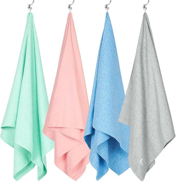 Dock & Bay Beach Towel - Quick Dry, Sand Free - Compact, Lightweight - 100% Recycled - Includes Bag - Essential Set of 4 - Large (160x90cm, 63x35)