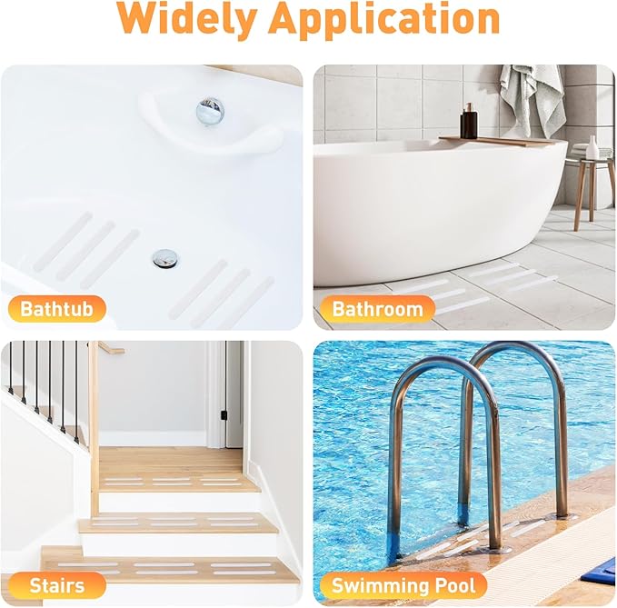 AGPTEK 36PCS Bathtub Non Slip Stickers, Anti-Slip Shower Strips with Strong Adhesive for Bath Tub Shower Bathroom Edge of Swimming Pool Stairs Ladders Boats, Clear