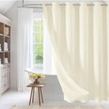 MitoVilla No Hooks Needed Ivory Waffle Shower Curtain Liner Set, Modern Waffle Weave Heavy Duty Fabric Cloth Shower Curtain with Snap-in Liner for Luxury Neutral Hotel Spa Bathroom Decor