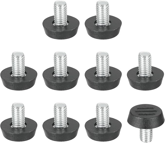 PATIKIL 10 Pcs M8 x 13mm Thread Adjustable Furniture Levelers, Furniture Feet Levelers Screw on Steel Screw in Threaded Leveling Feet Glides for Table Chair Cabinet Patio Legs
