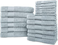 Hencely 18-Piece Bath Towel Set - High Absorbency, Quick Drying - 100% Soft Turkish Cotton - 6 Bath Towels, 6 Hand Towels, 6 Washcloths - Bathroom, Home, Hotel, Spa, and Gym - 18-Pack Water Green