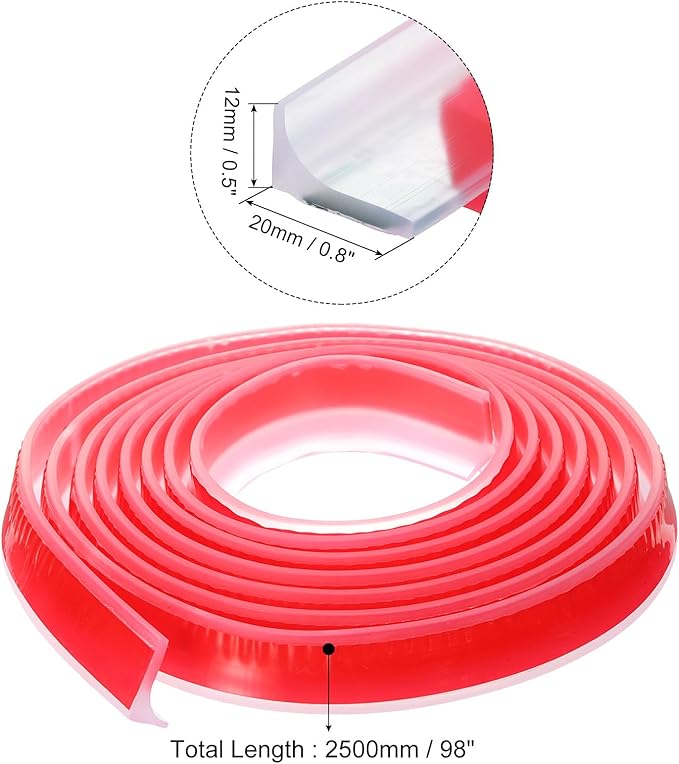 uxcell 98 Inch Collapsible Shower Barrier Stopper Water Splash Guard Blocker 98"Lx0.8"Wx0.5"H for Bathroom Kitchen Wet and Dry Separation, Clear