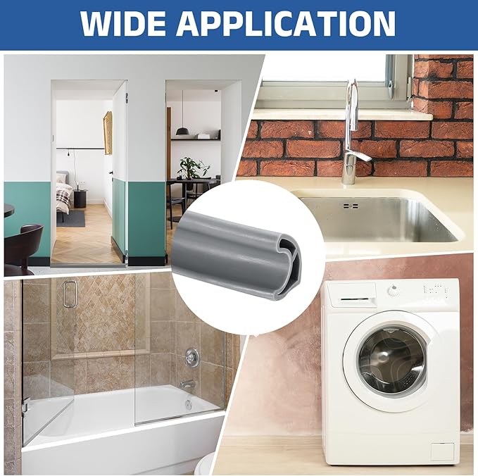 uxcell Shower Water Barrier, 55" TPE Splash Guard Shower Water Stopper Retention System for Bathtub Sink Washing Machine Dry and Wet Separation, 1.18"W x 1.77"H, Gray