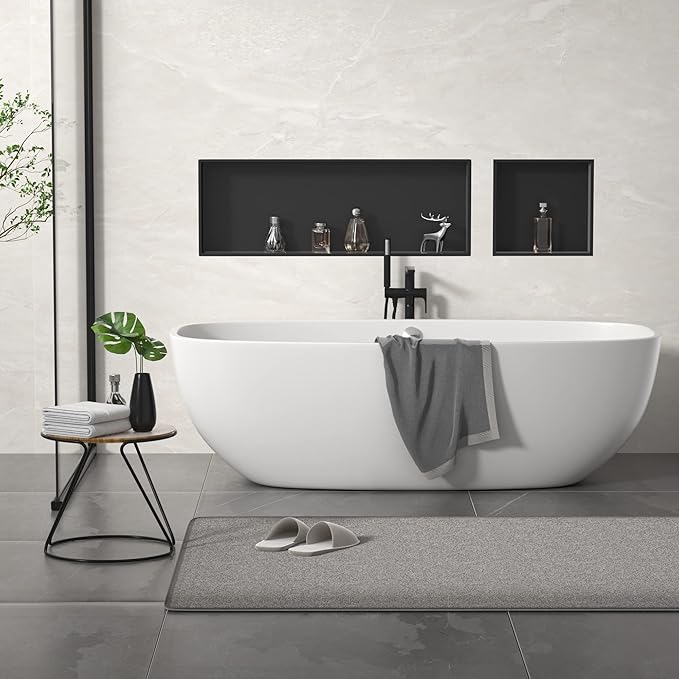 Stainless Steel Shower Niche 36" X 12" Matte Black No Tile Needed Horizontal Niche Shower Recessed Wall Niches for Bathroom Storage Over Mount Installation
