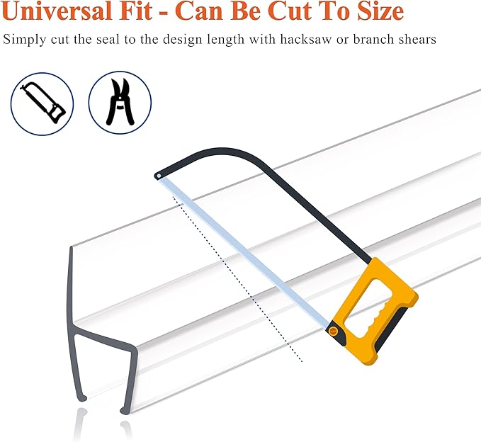 Frameless Shower Door Seal Strip 4 Pack x 39 Inch H for 3/8" Thick Glass Shower Door Side Seal Strip Bottom Seal Door Sweep Ultra Clear Polycarbonate, Stop Shower Leaks Create A Water Barrier