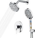 SUMERAIN Shower Faucet Set with 6-Spray Handheld Filtered Shower Head, Chrome Wall Mounted Rainfall Shower System