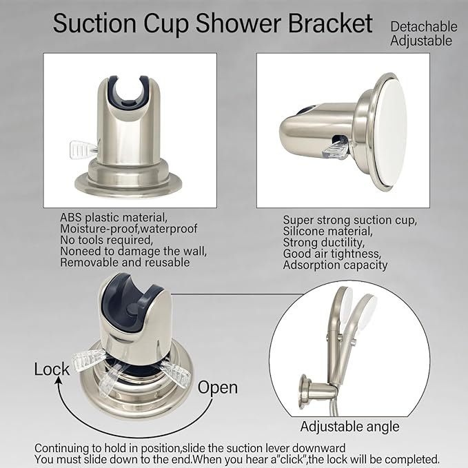 RV Outdoor Shower Head Kit with Garden Hose Fitting and Suction Cup - RV Outside Shower - Easily Installed and Removed On Outside of Camper