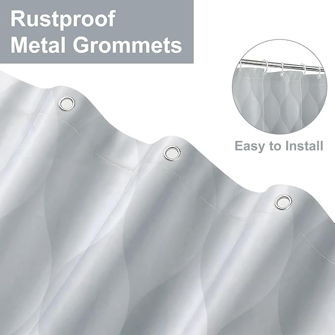 Grey Ombre Shower Curtain, Modern Geometric Shower Curtain Set, Washable Polyester Fabric for Bathroom, Weighted Hem, 72 x 72 inch