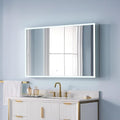 WELLFOR 48" X 30" LED Medicine Cabinet with Mirror, 3X Magnifiying Mirror Cabinet, Defogging/Dimmable Bathroom Mirrored Cabinet, Lighted Medicine Cabinet with Outlets & USB Ports, Three Doors