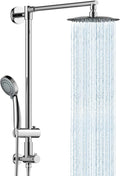 Fennocasa Polaris 1 Rain Shower System, includes 8” Rainfall Shower Head with High Pressure Handheld Combo, 3-Setting Handheld Spray, Height Adjustable Spray Holder, 60” Hose (Chrome)