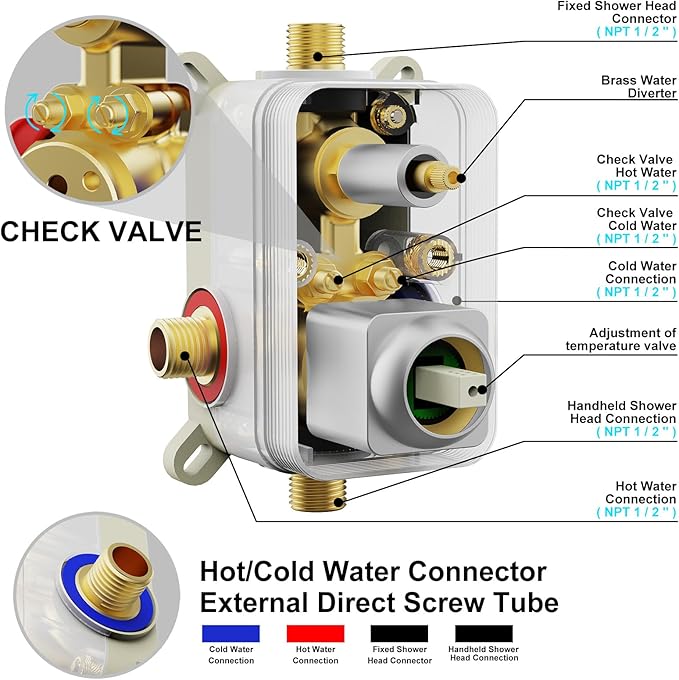 Shower System Modern Rain Brass Faucet Set With Valve and Diverter Shower Mixer With Handheld High Pressure Square Rainfall Shower Valve (12'' Wall Mount, Brushed Nickel)