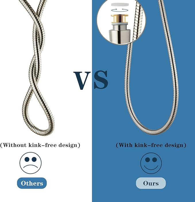 BRIGHT SHOWERS Shower Hose For Hand Held Shower Heads, 59 Inches Cord Stainless Steel Hand Shower Hose, Ultra-Flexible Replacement Part with Brass Insert, Brushed Nickel