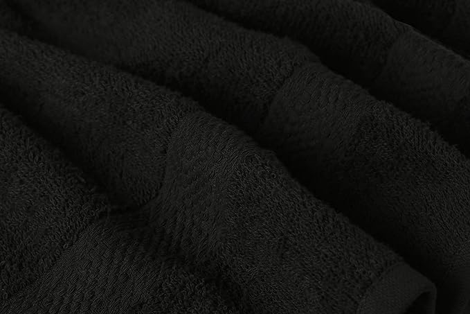 BIOLINEN Cotton Salon Towels Set 15"x25" Pack of 24 Ultra Soft 100% Cotton Gym Towel Hand Towel White Black Daily Usage Maximum Softness Absorbency for Home Gym Spa, Easy Care (Black)