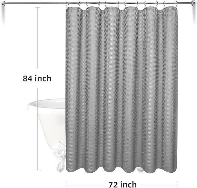 LaCyan 3 in 1 Waterproof Waffle Weave Shower Curtain and Clear Liner Set with 12 Stainless Steel Hooks Double Sided for Bathroom 72 Inches Heavy Duty Polyester Fabric Shower Curtains 72x84