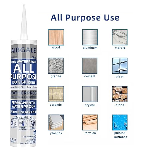 4 Packs Gray Silicone Sealant, All-Purpose 100% Waterproof Silicone Caulk, Adhesive CaulkingSilicone for Indoor Outdoor Windows, AquariumBathtub Auto Leak Seaing. 10.1 0z (4)