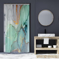Gibelle Small Stall 36 x 72, Narrow Half Abstract Marble, Blue Green Purple Jade Texture Gold Stripes Ombre Ink Art Decor Waterproof Fabric Curtains for Bathroom