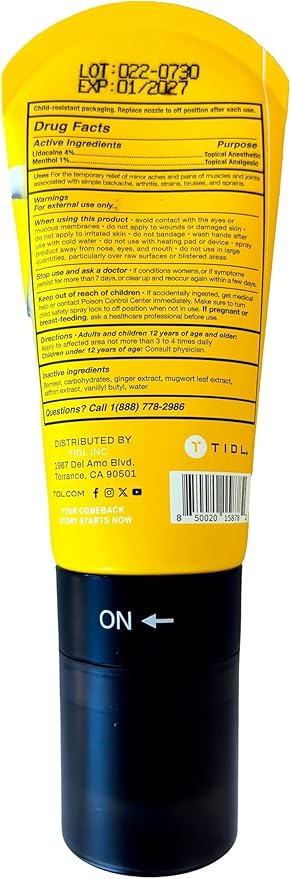 TIDL - Pain Relief Roll On - Fast-Acting Relief on Lower Back, Knee, Neck, Joint & Nerve Pain - Works for Post Workout, Sport & Muscle Recovery - Cooling, Topical, Lidocaine, Menthol (3oz, 2-Pack)