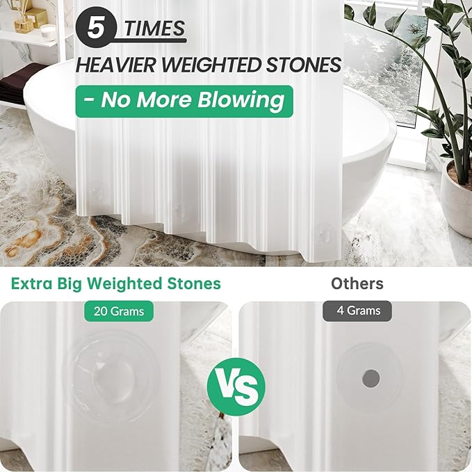 AmazerBath Extra Long, 8G Heavy Duty Plastic, 96 Length, Weighted Tall 72 x 96 Frosted, Bathroom Shower Curtain Liners with 3 Weights
