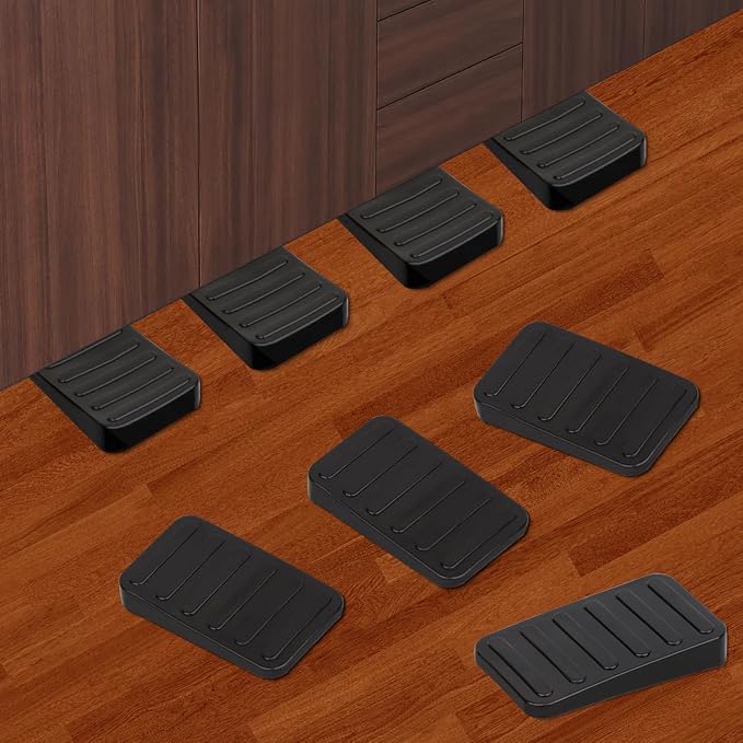 8-Pack Table Plastic Shims - Adjustable Furniture Wedges, Black, Trimmable Shim for Leveling Feet, Appliance Use, 3/8" High
