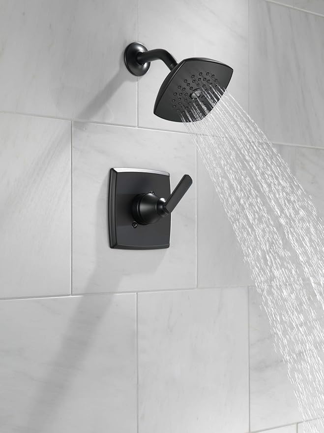 Delta Ashlyn 14 Series Shower Faucet Set, Matte Black Shower Head and Handle Set, Valve Trim Kit, Matte Black T14264-BL (Valve Not Included)