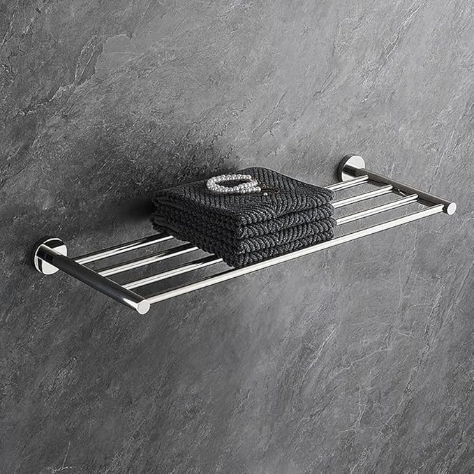 2-Tier Hotel Towel Racks for Bathroom, Wall Mounted Towel Shelf, 30 Inch Bathroom Towel Rack, Polished Chrome