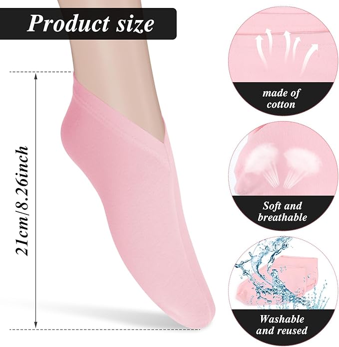 3 Pairs Foot Moisturiser Socks Overnight, Spa Cotton Socks for Foot Cream, Lotion Sock for Moisturising for Dry Feet Care, Moisturising Sock for Cracked Heel Repair Women Men (Pink)