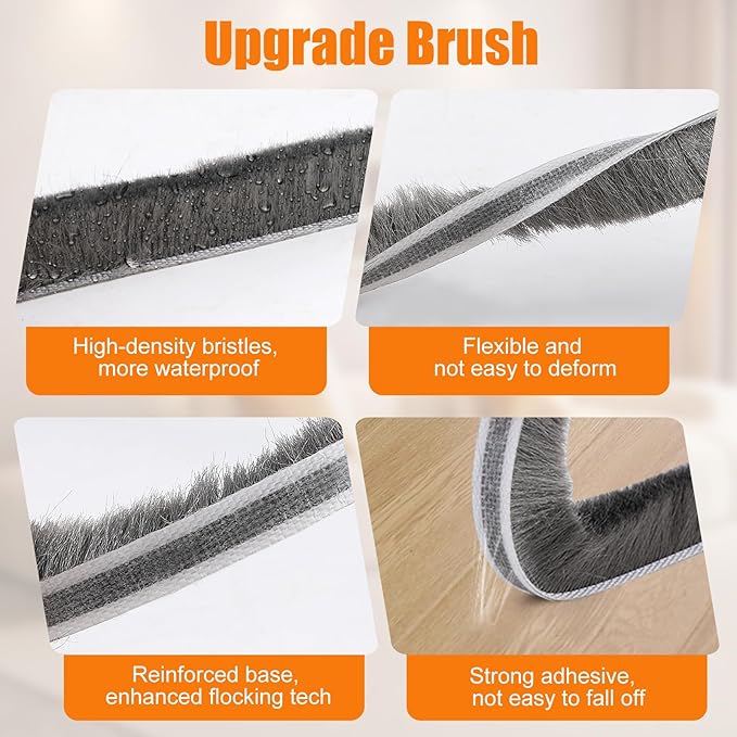 33.3FT Self-Adhesive Weather Stripping Seal for Door Frames and Sliding Windows, Weatherstripping for Soundproofing, Dustproof, Window Insulation for Winter, 0.35'' Wide x 0.9'' Thick, Grey