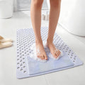 Bath Tub Shower Mat with Soft Shower Foot Scrubber Mat for Massage,Non Slip Bathtub Mat with Strong Suction Cups, Silicone Shower Foot Scrubber Mat (Dusty Blue, 31.5" X 19.7"(Rectangular))