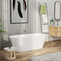 63" Acrylic Freestanding Bathtub - Mocoloo Modern Elegant Soaking Bathroom Tub Stand Alone, Matte White, Overflow and Stainless Offset Drain