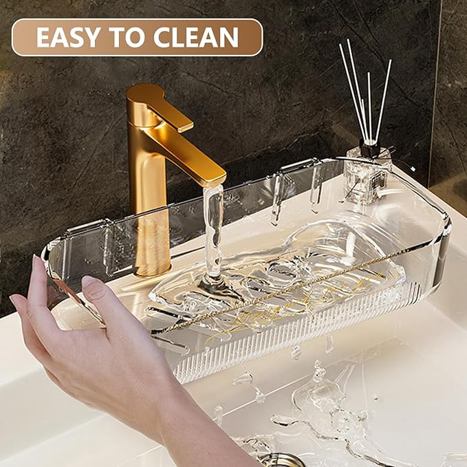 Acrylic Shower Shelves 4Pack, 14" Clear Plastic Wall Shelf Organizer for Bathroom and Kitchen, No Drilling Wall Adhesive Shelf, Bathroom Shelves Organizer for Wall Storage, Large Capacity