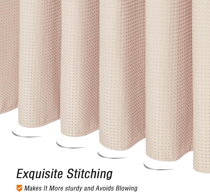 Gibelle Small Stall Shower Curtain 36 x 72, Narrow Half Waffle Weave Textured Fabric Shower Curtain for Bathroom, Water Repellent, Machine Washable, Blush Pink