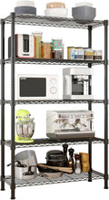 5 Tier Storage Racks Shelving, Heavy Steel Pantry Shelves, Adjustable Wire Shelving Rack, Suitable for Garage, Kitchen, Bathroom, Office, 35" W x 14" D x 71" H, Black