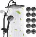 Hibbent cUPC Certified All Metal 10" Rainfall Showerhead Combo, High Pressure Shower Head with 10-Spray Mode Handheld, Innovative 4-way Diverter with Pause Mode, 71'' Shower Hose and Holder, Black