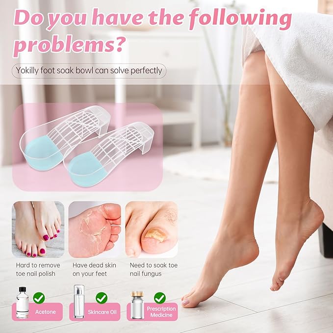 Yokilly Toe Nail Soaking Bowl, 2 PCS Toenails Soak Off Bowl, Shoe Design Foot Bath Soak Tub Bowl, Acetone Proof Pedicure Foot Spa Nail Soaker Bowl for Soak Off Dip Powder Gel Polish Remover (Clear)