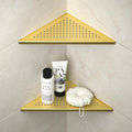 Corner Shower Shelves 10", Brushed Gold 304 Stainless Steel Recessed Bathroom Shelf, Grout in Shelf Rack for Tiled Wall, 2 Pack