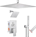 VANFOXLE Shower Faucet Set Brushed Nickel Shower System,Shower Faucet with 2 in 1 Handheld,Ceiling Mount 16 Inch Shower Head+6 Inch Shower Head(Rough-in Valve Body and Trim)